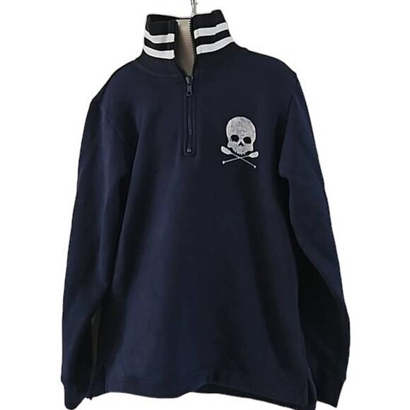 Excellent condition Wes and Willy Boys 1/2 Zip Pullover Size 7 Navy Blue Skull - Picture 3 of 5